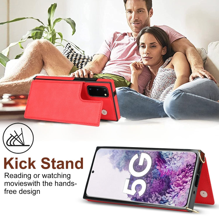 For Samsung Galaxy S20 FE Cross-body Square Double Buckle Flip Card Bag TPU+PU Case with Card Slots & Wallet & Photo & Strap