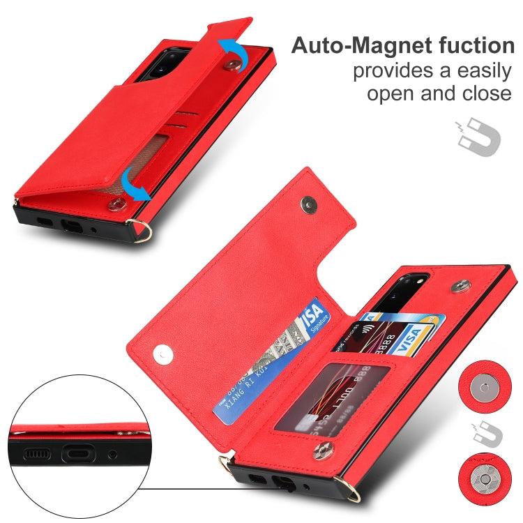 For Samsung Galaxy S20 FE Cross-body Square Double Buckle Flip Card Bag TPU+PU Case with Card Slots & Wallet & Photo & Strap