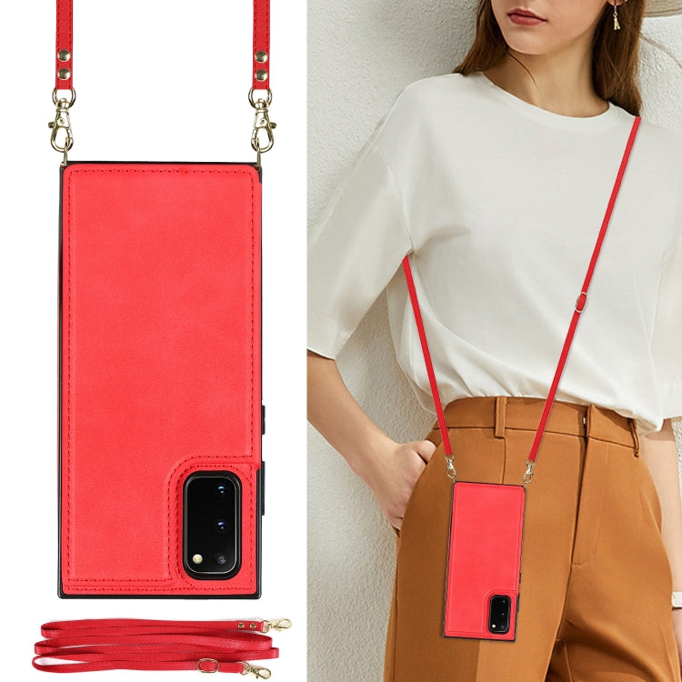 For Samsung Galaxy S20 FE Cross-body Square Double Buckle Flip Card Bag TPU+PU Case with Card Slots & Wallet & Photo & Strap