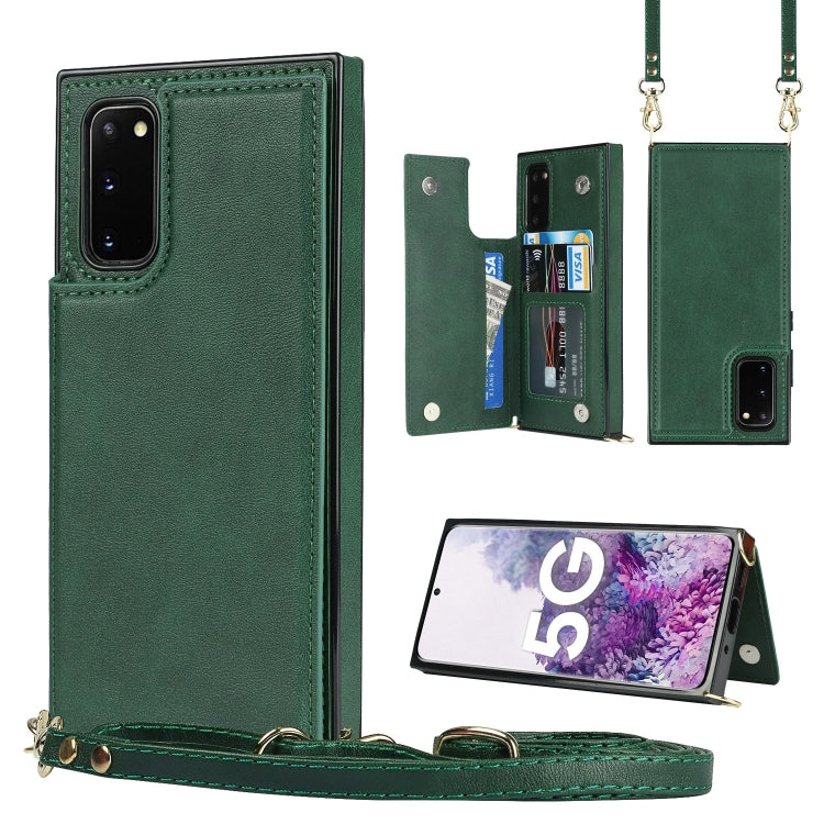 For Samsung Galaxy S20 FE Cross-body Square Double Buckle Flip Card Bag TPU+PU Case with Card Slots & Wallet & Photo & Strap