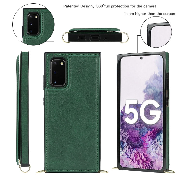 For Samsung Galaxy S20 FE Cross-body Square Double Buckle Flip Card Bag TPU+PU Case with Card Slots & Wallet & Photo & Strap