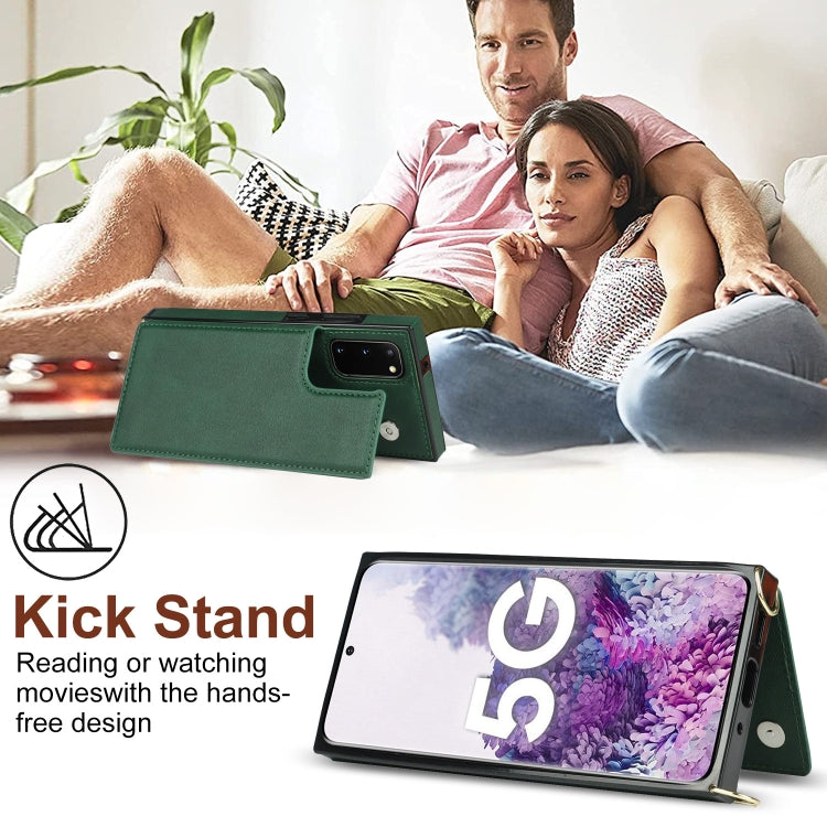 For Samsung Galaxy S20 FE Cross-body Square Double Buckle Flip Card Bag TPU+PU Case with Card Slots & Wallet & Photo & Strap