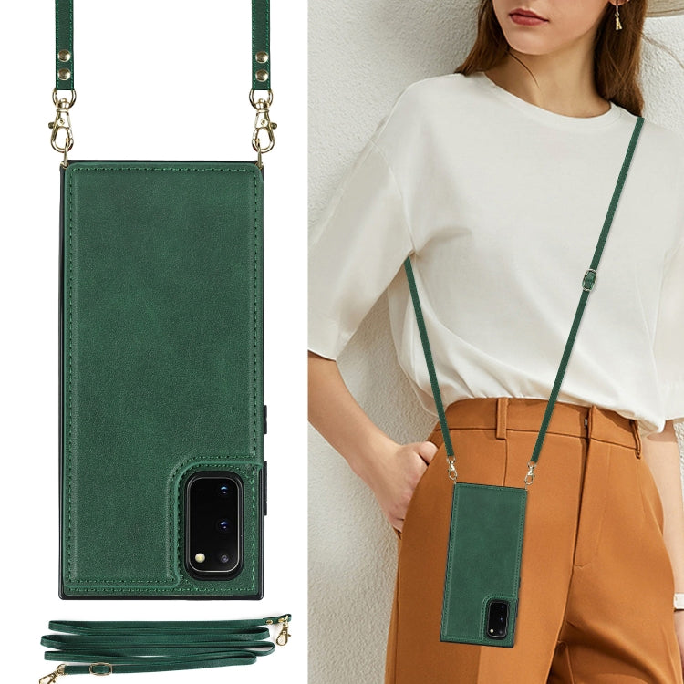 For Samsung Galaxy S20 FE Cross-body Square Double Buckle Flip Card Bag TPU+PU Case with Card Slots & Wallet & Photo & Strap