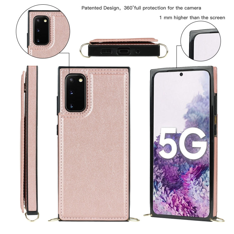 For Samsung Galaxy S20 FE Cross-body Square Double Buckle Flip Card Bag TPU+PU Case with Card Slots & Wallet & Photo & Strap