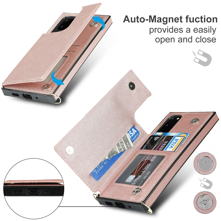 For Samsung Galaxy S20 FE Cross-body Square Double Buckle Flip Card Bag TPU+PU Case with Card Slots & Wallet & Photo & Strap