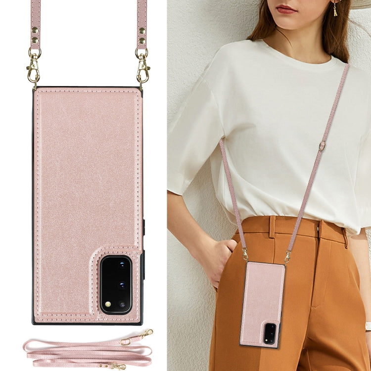For Samsung Galaxy S20 FE Cross-body Square Double Buckle Flip Card Bag TPU+PU Case with Card Slots & Wallet & Photo & Strap
