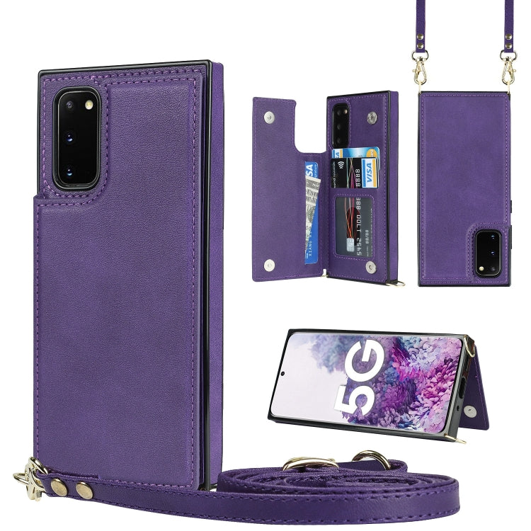For Samsung Galaxy S20 FE Cross-body Square Double Buckle Flip Card Bag TPU+PU Case with Card Slots & Wallet & Photo & Strap