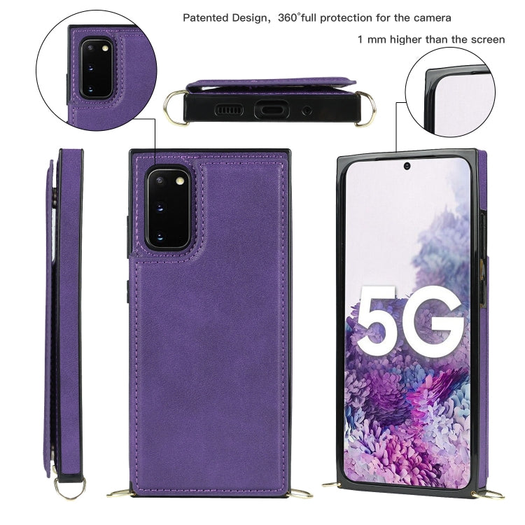 For Samsung Galaxy S20 FE Cross-body Square Double Buckle Flip Card Bag TPU+PU Case with Card Slots & Wallet & Photo & Strap