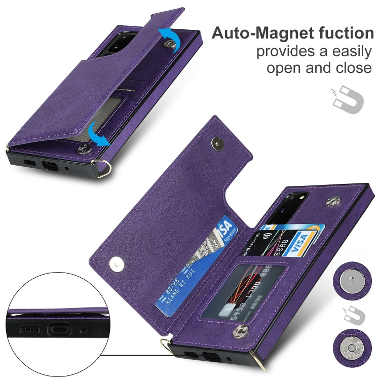 For Samsung Galaxy S20 FE Cross-body Square Double Buckle Flip Card Bag TPU+PU Case with Card Slots & Wallet & Photo & Strap