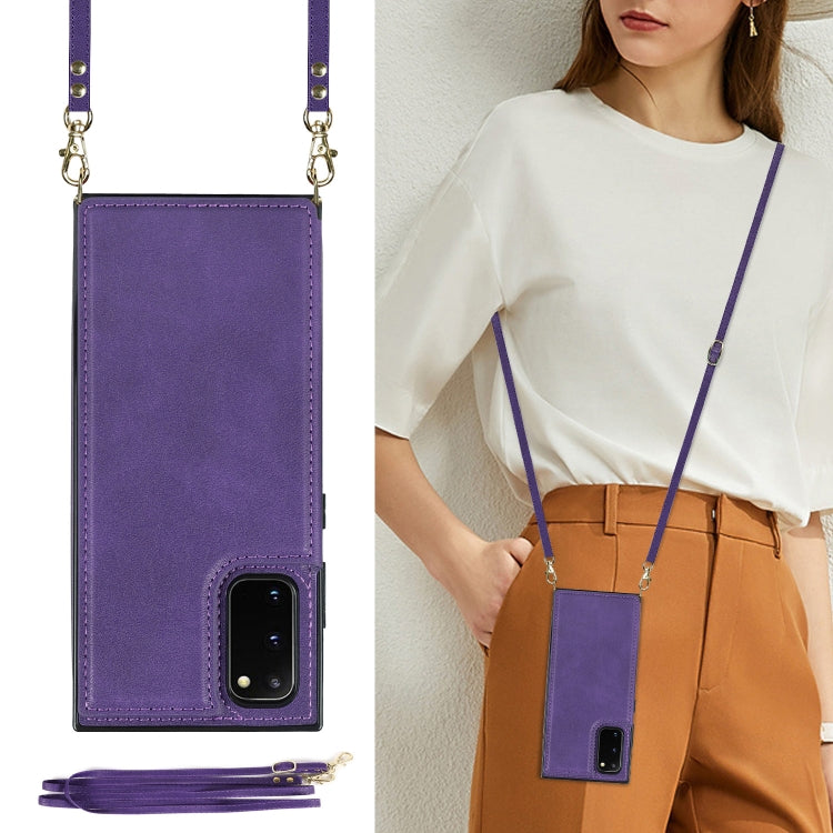 For Samsung Galaxy S20 FE Cross-body Square Double Buckle Flip Card Bag TPU+PU Case with Card Slots & Wallet & Photo & Strap