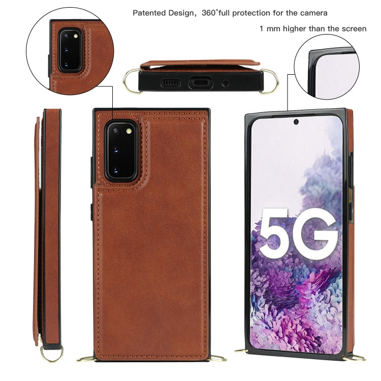 For Samsung Galaxy S20 FE Cross-body Square Double Buckle Flip Card Bag TPU+PU Case with Card Slots & Wallet & Photo & Strap