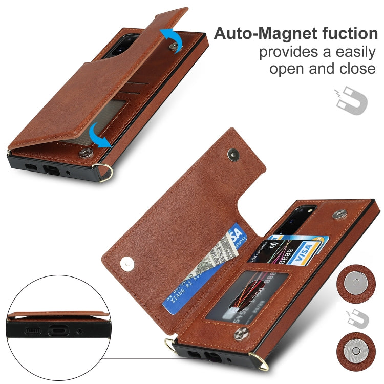 For Samsung Galaxy S20 FE Cross-body Square Double Buckle Flip Card Bag TPU+PU Case with Card Slots & Wallet & Photo & Strap