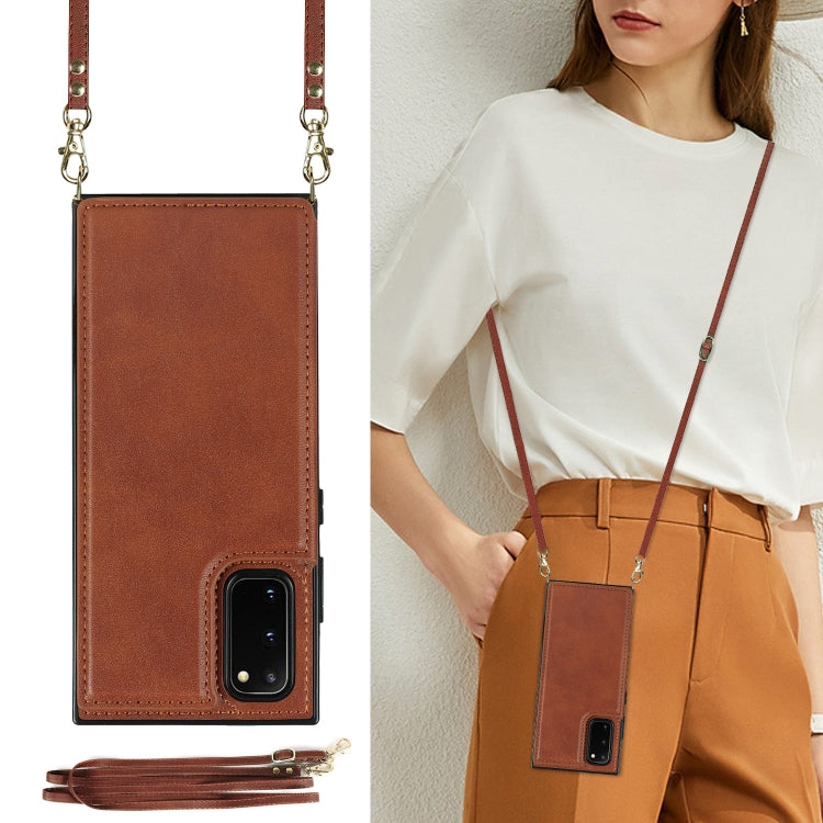 For Samsung Galaxy S20 FE Cross-body Square Double Buckle Flip Card Bag TPU+PU Case with Card Slots & Wallet & Photo & Strap