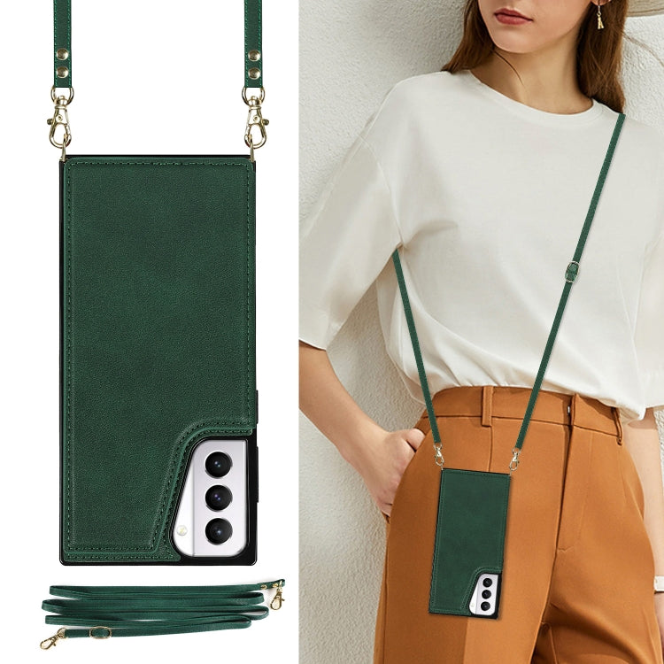 For Samsung Galaxy S21+ 5G Cross-body Square Double Buckle Flip Card Bag TPU+PU Case with Card Slots & Wallet & Photo & Strap