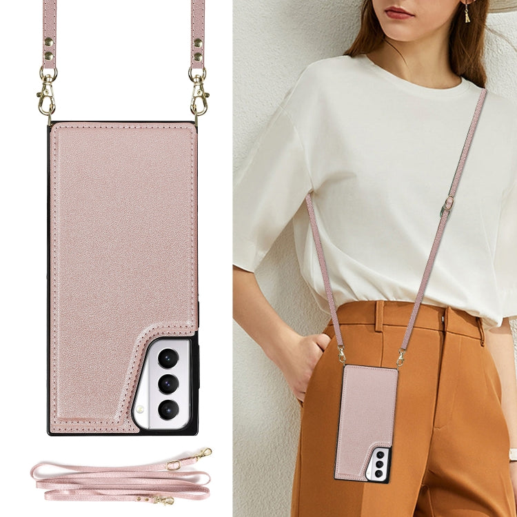 For Samsung Galaxy S21+ 5G Cross-body Square Double Buckle Flip Card Bag TPU+PU Case with Card Slots & Wallet & Photo & Strap