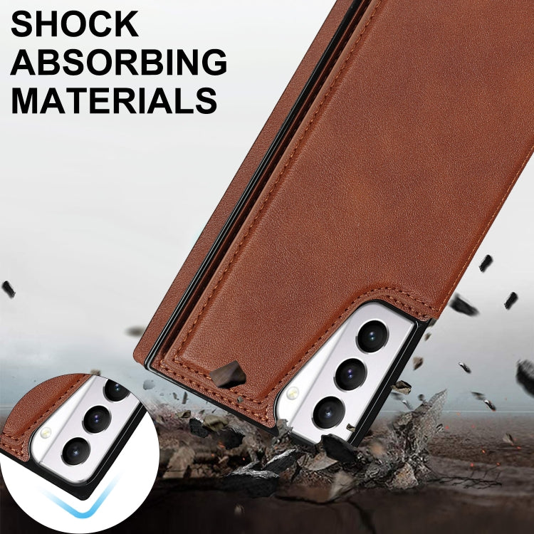 For Samsung Galaxy S21+ 5G Cross-body Square Double Buckle Flip Card Bag TPU+PU Case with Card Slots & Wallet & Photo & Strap
