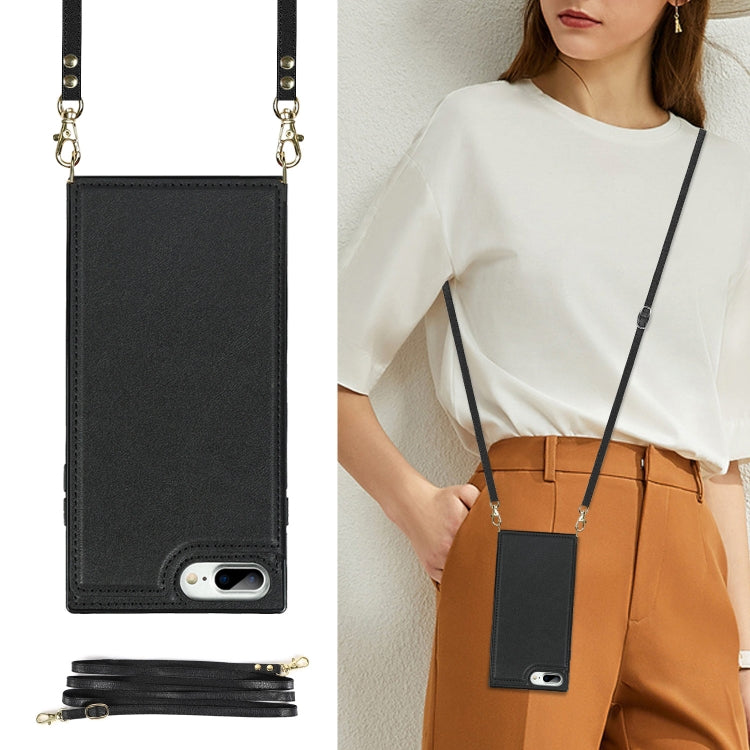 Cross-body Square Double Buckle Flip Card Bag TPU+PU Case with Card Slots & Wallet & Photo & Strap For iPhone 8 Plus / 7 Plus