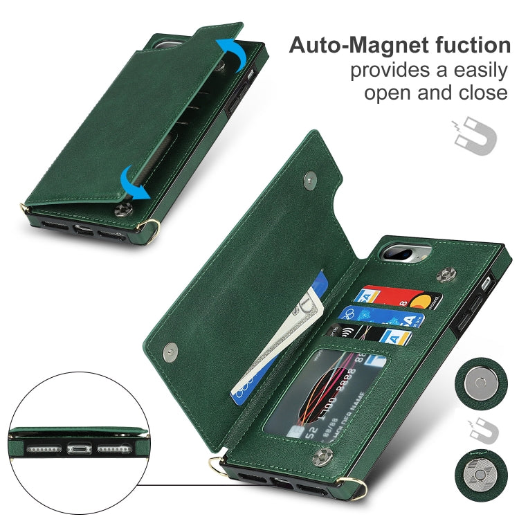 Cross-body Square Double Buckle Flip Card Bag TPU+PU Case with Card Slots & Wallet & Photo & Strap For iPhone 8 Plus / 7 Plus