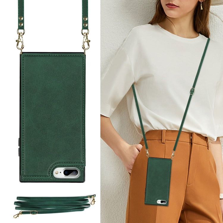 Cross-body Square Double Buckle Flip Card Bag TPU+PU Case with Card Slots & Wallet & Photo & Strap For iPhone 8 Plus / 7 Plus