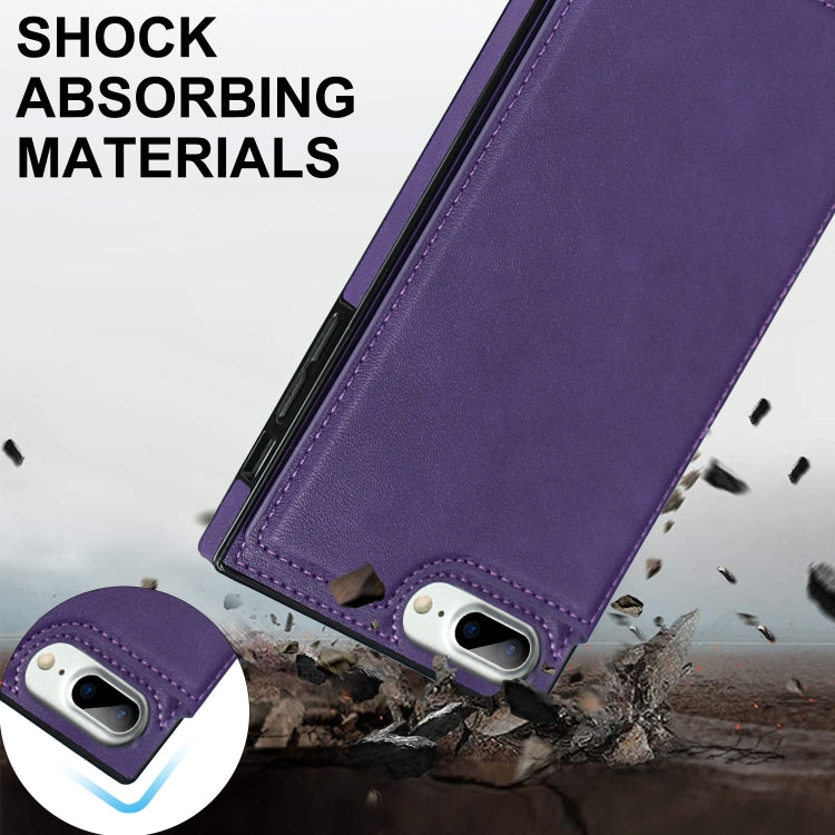 For iPhone SE 2022 / SE 2020 / 8 / 7 Cross-body Square Double Buckle Flip Card Bag TPU+PU Case with Card Slots & Wallet & Photo & Strap
