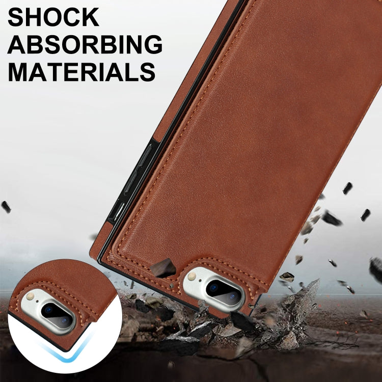 For iPhone SE 2022 / SE 2020 / 8 / 7 Cross-body Square Double Buckle Flip Card Bag TPU+PU Case with Card Slots & Wallet & Photo & Strap