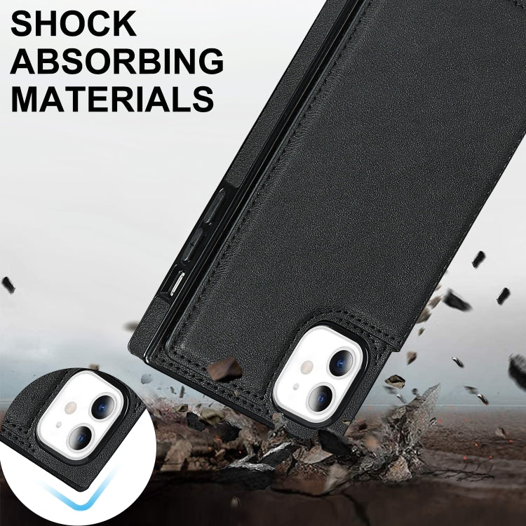 For iPhone 11 Cross-body Square Double Buckle Flip Card Bag TPU+PU Case with Card Slots & Wallet & Photo & Strap