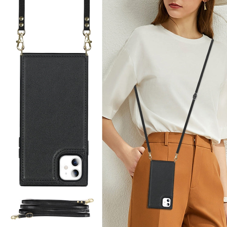 For iPhone 11 Cross-body Square Double Buckle Flip Card Bag TPU+PU Case with Card Slots & Wallet & Photo & Strap
