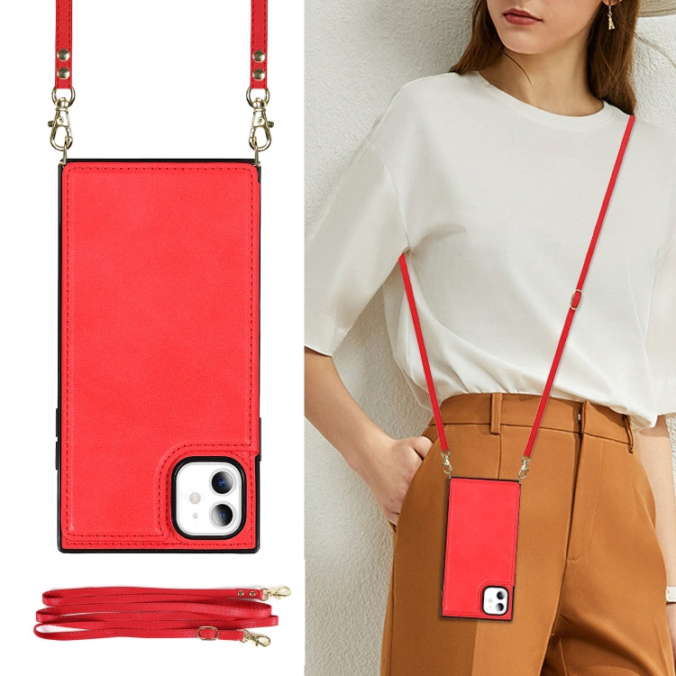 For iPhone 11 Cross-body Square Double Buckle Flip Card Bag TPU+PU Case with Card Slots & Wallet & Photo & Strap