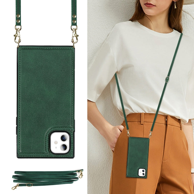 For iPhone 11 Cross-body Square Double Buckle Flip Card Bag TPU+PU Case with Card Slots & Wallet & Photo & Strap