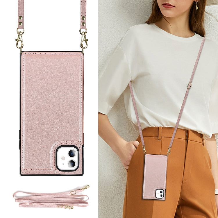 For iPhone 11 Cross-body Square Double Buckle Flip Card Bag TPU+PU Case with Card Slots & Wallet & Photo & Strap