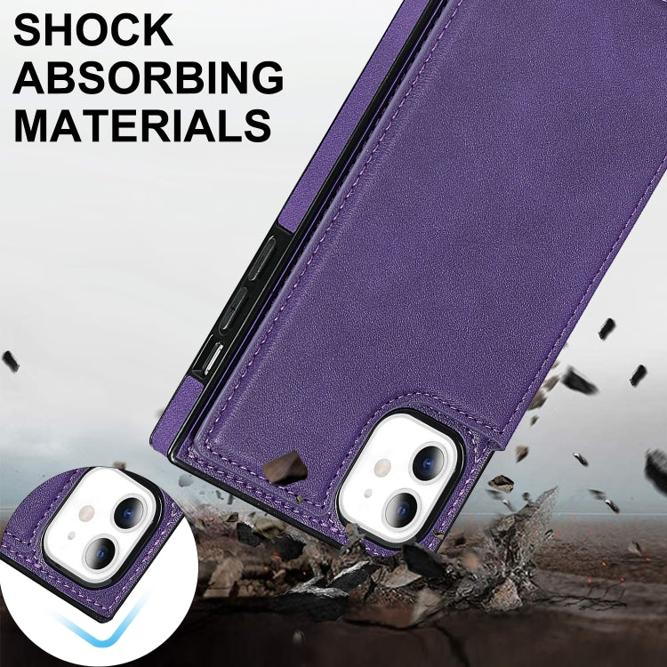For iPhone 11 Cross-body Square Double Buckle Flip Card Bag TPU+PU Case with Card Slots & Wallet & Photo & Strap