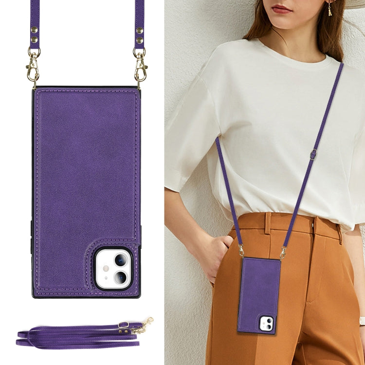 For iPhone 11 Cross-body Square Double Buckle Flip Card Bag TPU+PU Case with Card Slots & Wallet & Photo & Strap