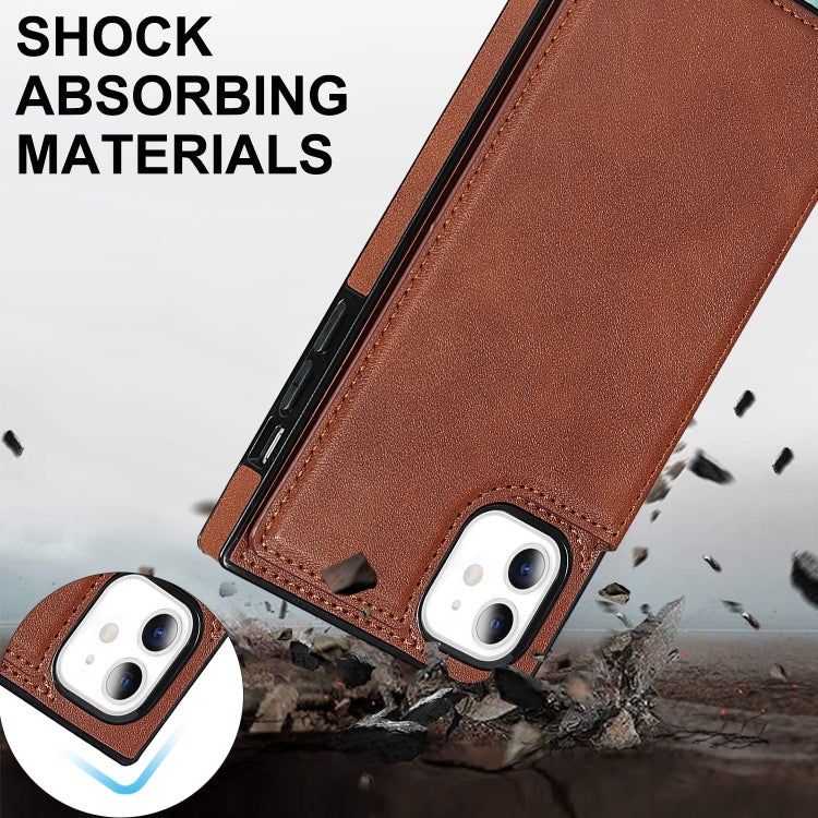 For iPhone 11 Cross-body Square Double Buckle Flip Card Bag TPU+PU Case with Card Slots & Wallet & Photo & Strap