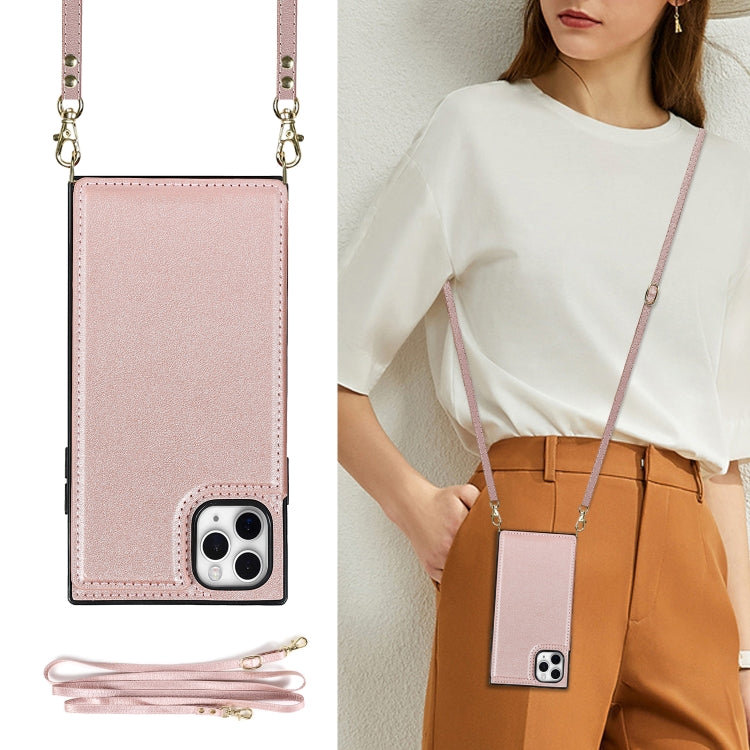 For iPhone 11 Pro Cross-body Square Double Buckle Flip Card Bag TPU+PU Case with Card Slots & Wallet & Photo & Strap