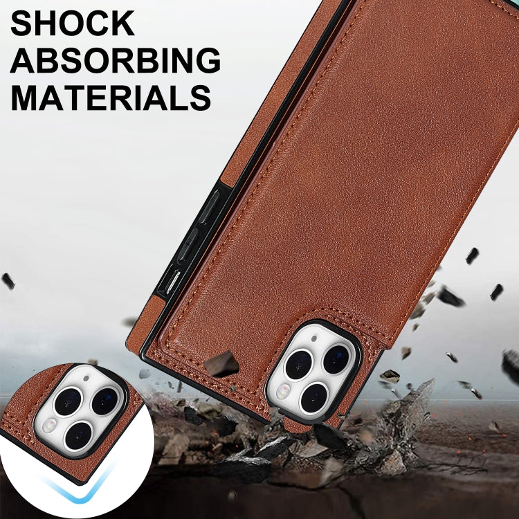 For iPhone 11 Pro Cross-body Square Double Buckle Flip Card Bag TPU+PU Case with Card Slots & Wallet & Photo & Strap