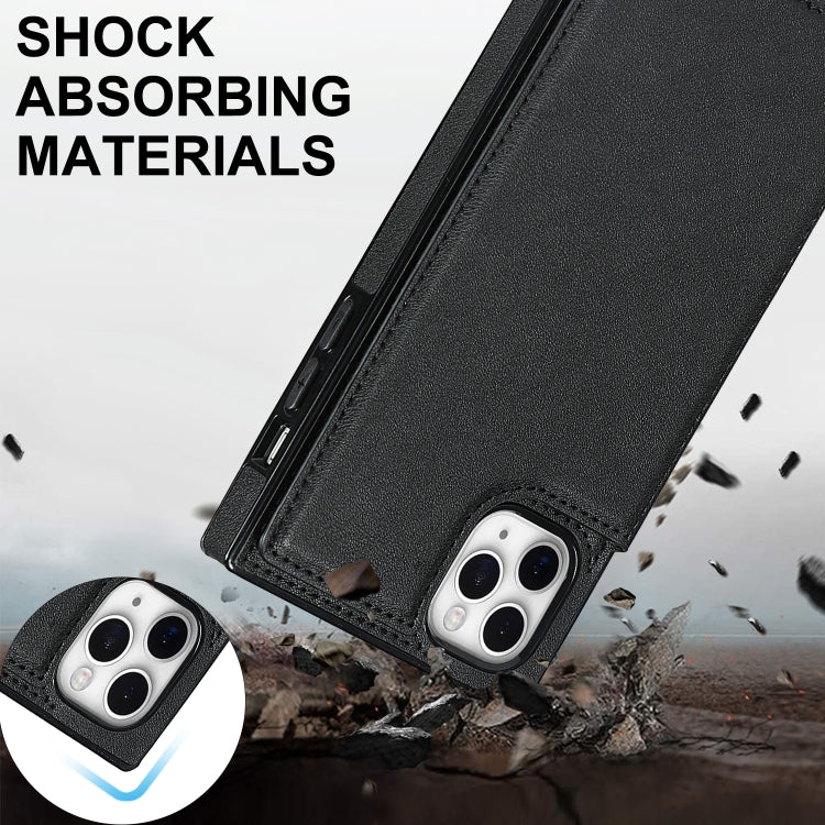 For iPhone 11 Pro Max Cross-body Square Double Buckle Flip Card Bag TPU+PU Case with Card Slots & Wallet & Photo & Strap