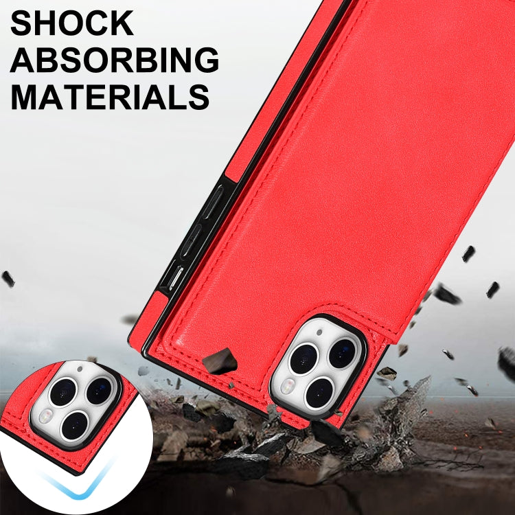 For iPhone 11 Pro Max Cross-body Square Double Buckle Flip Card Bag TPU+PU Case with Card Slots & Wallet & Photo & Strap