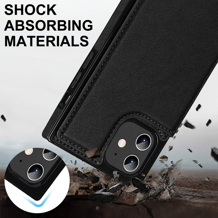 For iPhone 12 / 12 Pro Cross-body Square Double Buckle Flip Card Bag TPU+PU Case with Card Slots & Wallet & Photo & Strap