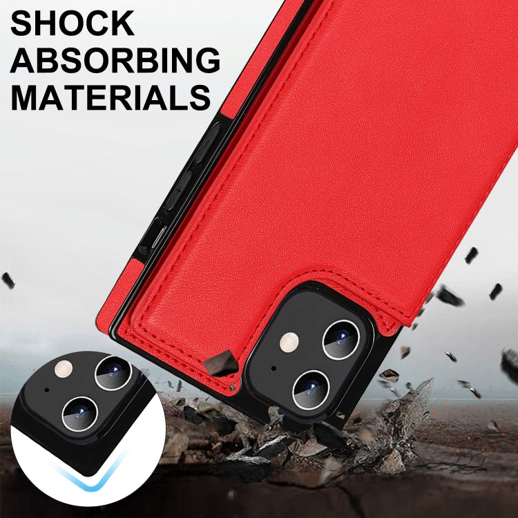 For iPhone 12 / 12 Pro Cross-body Square Double Buckle Flip Card Bag TPU+PU Case with Card Slots & Wallet & Photo & Strap