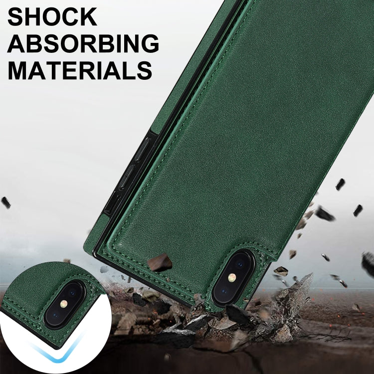 For iPhone X / XS Cross-body Square Double Buckle Flip Card Bag TPU+PU Case with Card Slots & Wallet & Photo & Strap