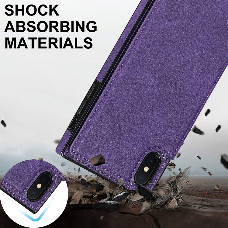 For iPhone X / XS Cross-body Square Double Buckle Flip Card Bag TPU+PU Case with Card Slots & Wallet & Photo & Strap