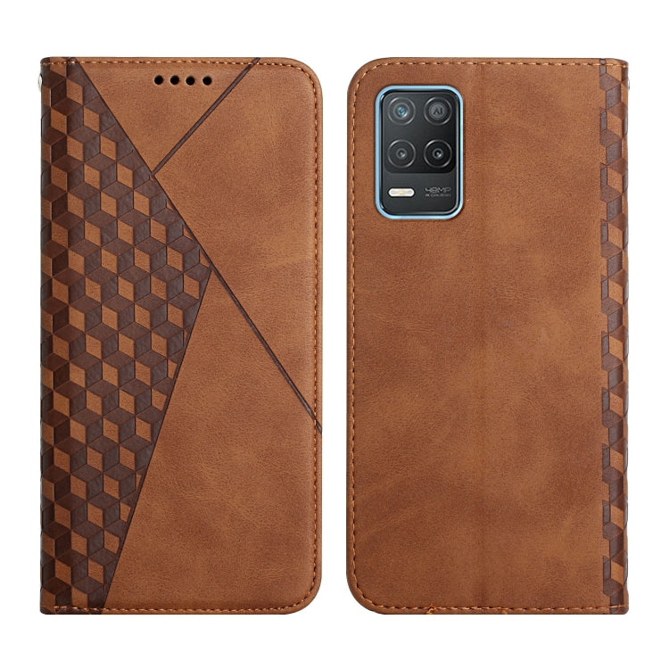 For OPPO Realme V13 5G / Realme 8 5G Diamond Pattern Splicing Skin Feel Magnetic Horizontal Flip Leather Case with Card Slots & Holder & Wallet