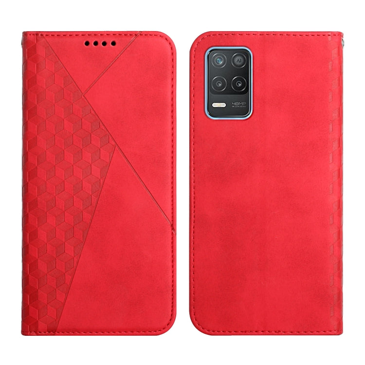 For OPPO Realme V13 5G / Realme 8 5G Diamond Pattern Splicing Skin Feel Magnetic Horizontal Flip Leather Case with Card Slots & Holder & Wallet