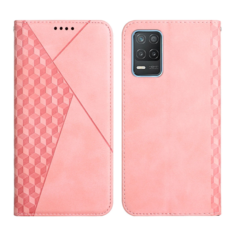 For OPPO Realme V13 5G / Realme 8 5G Diamond Pattern Splicing Skin Feel Magnetic Horizontal Flip Leather Case with Card Slots & Holder & Wallet
