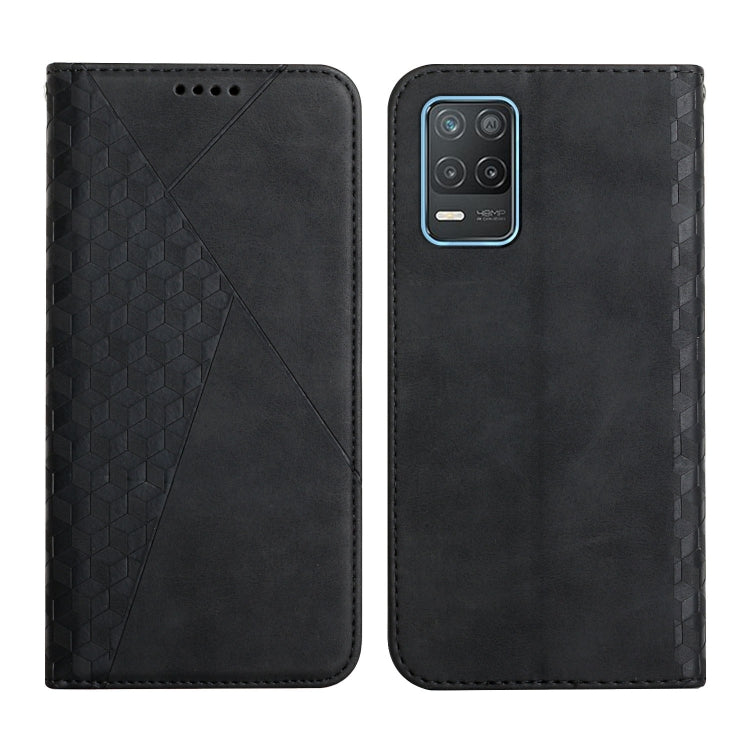 For OPPO Realme V13 5G / Realme 8 5G Diamond Pattern Splicing Skin Feel Magnetic Horizontal Flip Leather Case with Card Slots & Holder & Wallet