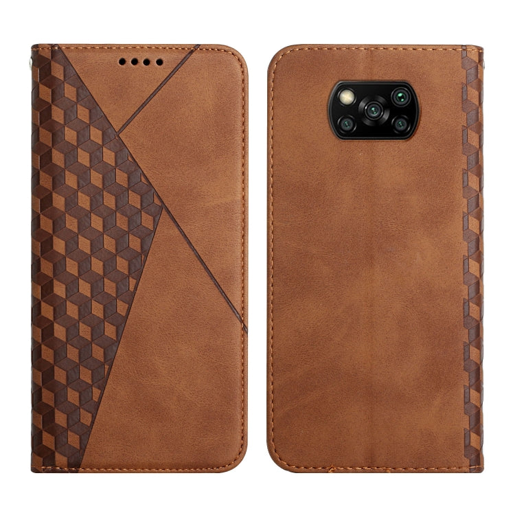 For Xiaomi Poco X3 NFC / X3 Pro / X3 Diamond Pattern Splicing Skin Feel Magnetic Horizontal Flip Leather Case with Card Slots & Holder & Wallet