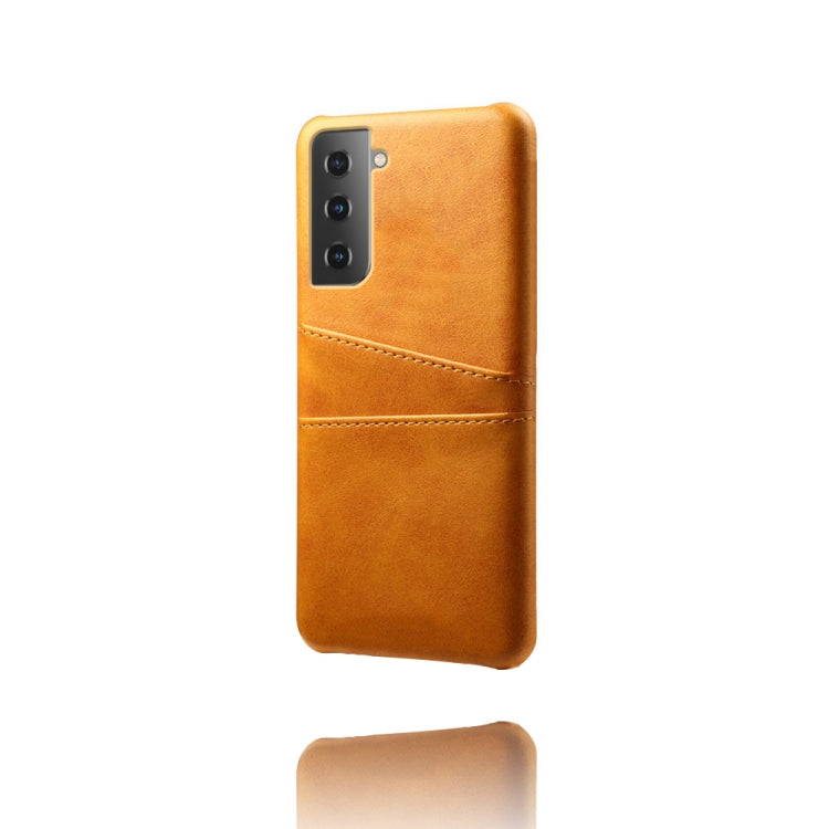 For Samsung Galaxy S21+ 5G Calf Texture PC + PU Leather Back Cover Shockproof Case with Dual Card Slots