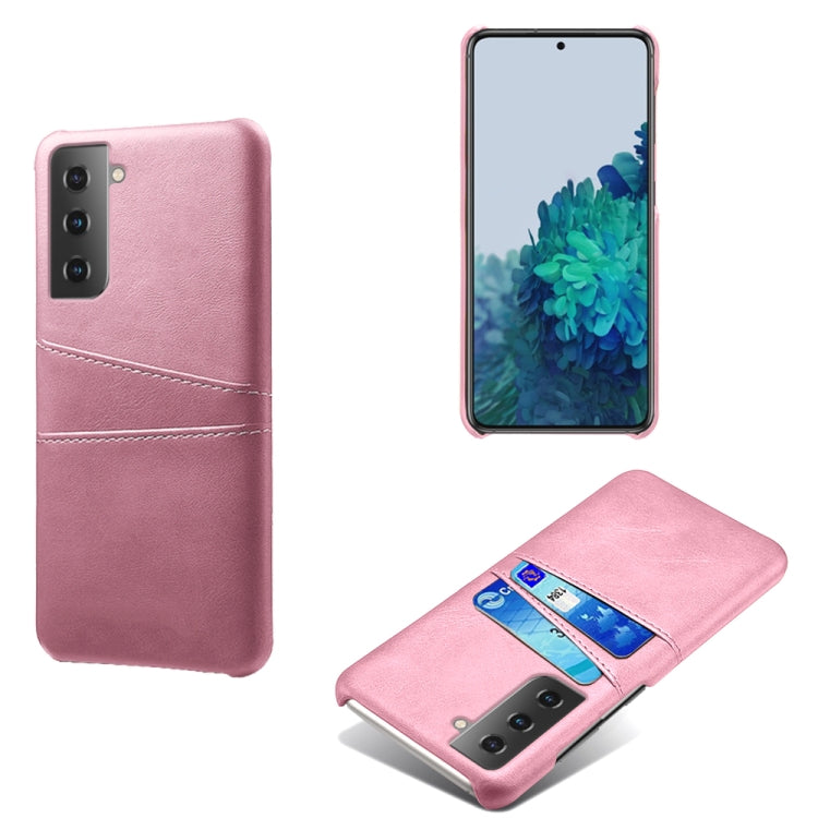 For Samsung Galaxy S21+ 5G Calf Texture PC + PU Leather Back Cover Shockproof Case with Dual Card Slots