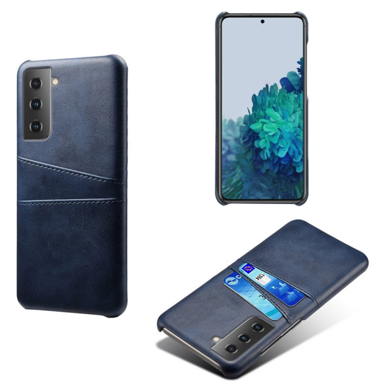 For Samsung Galaxy S21+ 5G Calf Texture PC + PU Leather Back Cover Shockproof Case with Dual Card Slots