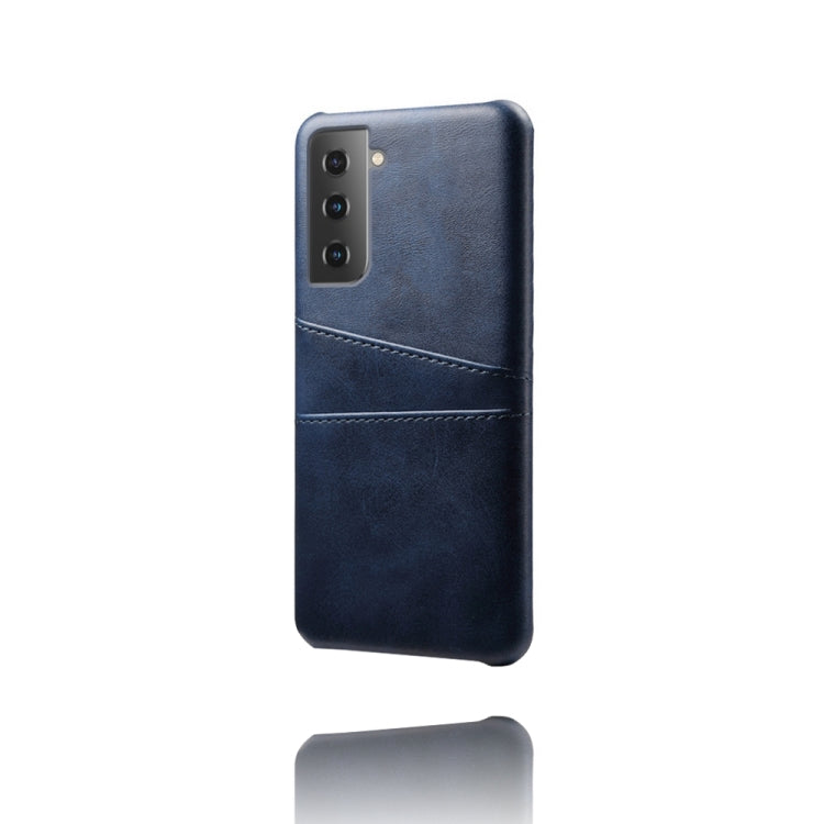 For Samsung Galaxy S21+ 5G Calf Texture PC + PU Leather Back Cover Shockproof Case with Dual Card Slots